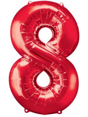 Number 8 Red Foil Balloon 28295
