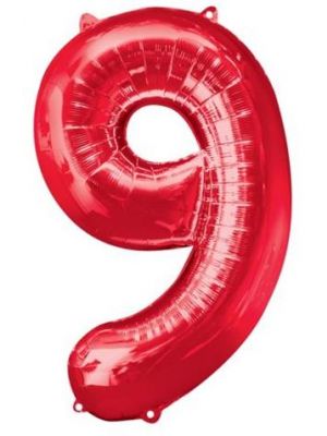 Number 9 Red Foil Balloon 28298