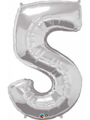 Number 5 Silver Foil Balloon 27985