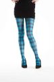 Tartan Printed Tights - Square Check - Flo Turquoise 5055419608298
