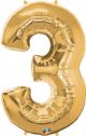 Number 3 Gold Foil Balloon 28248