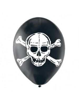 Balloon Black Skull Latex Pack Of 6