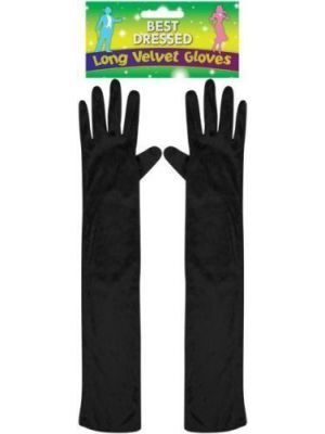 Long Velvet Gloves Black 55cm U09653