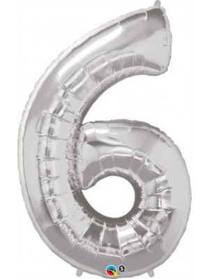 Number 6 Silver Foil Balloon 55756