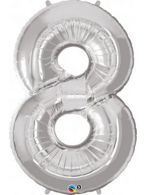 Number 8 Silver Foil Balloon 55758